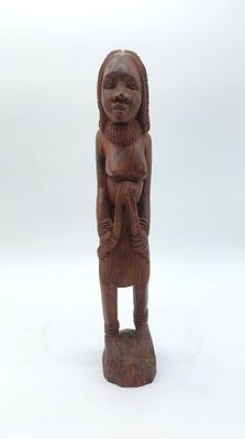 African Rosewood Crafts
. Sculpture representing a woman, body carved in rosewood with carvings 