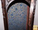 Oratory in Pau Wood - Rose. Glazed front door, with fabric-lined interior, glass sides, carved Image - 2
