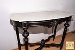 Louis XV style console. Solid Pau-Santo wood, with white marble top, oval sides and front Image - 1
