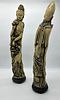 Pair of Marfinite Sculptures
. Representing a couple with carved decoration in relief supported Image - 4