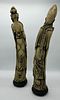 Pair of Marfinite Sculptures
. Representing a couple with carved decoration in relief supported Image - 5
