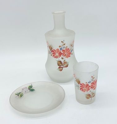 Water Bottle with Glass Cup and Plate
. Water bottle with glass and plate in opaline glass with 