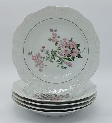 Twelve Porcelain Soup Plates
. Molded and embossed from the Vista Alegre factory, marked on the 