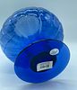Blue glass vase. Vase with a bowl-shaped top resting on a moulded blue coloured glass base. Image - 2