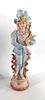 Biscuit Sculpture. European, representing an ancient lady, polychrome decoration, on a round Image - 1