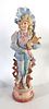 Biscuit Sculpture. European, representing an ancient lady, polychrome decoration, on a round Image - 2