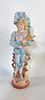 Biscuit Sculpture. European, representing an ancient lady, polychrome decoration, on a round Image - 3