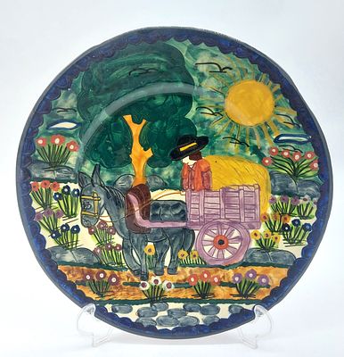 Prato Decorativo Olaria Portuguesa. Marcado na base, Flosa Redondo Portugal, corpo em formato 