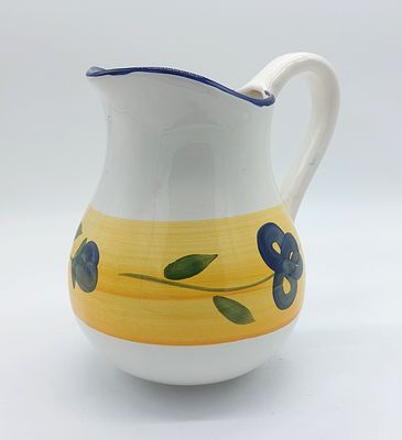 Jarr&atilde;o em Faian&ccedil;a Portuguesa. N&atilde;o marcada, corpo em formato bojudo com asa vazada bordo debruado 