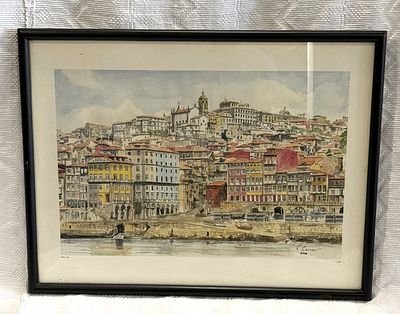 Ribeira - Porto Framed Lithograph
. Rectangular body with black lacquered wooden frame 