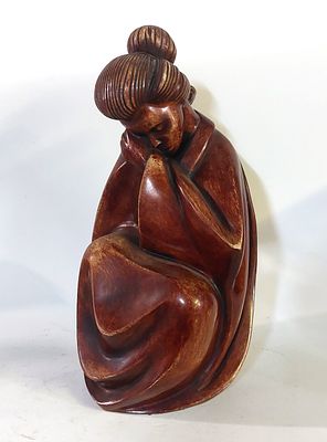 Earthenware Sculpture
. Earthenware body representing a Japanese geisha, monochrome decoration 