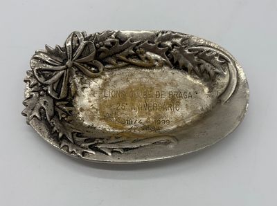 Commemorative plate. Braga Lions Club commemorative plate in moulded and embossed metal. 25th 