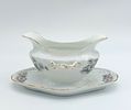 Sauce Boat in Portuguese Porcelain
. Molded and embossed, unmarked, gravy boat and presenter Image - 2
