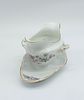 Sauce Boat in Portuguese Porcelain
. Molded and embossed, unmarked, gravy boat and presenter Image - 3