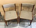 Pair of Wooden Chairs
. Chairs made of mahogany wood with back and seat upholstered in checkered Image - 2