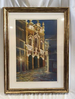 Maria Eug&eacute;nia Sardoeira Pinto - Night Landscape. Painting on canvas signed by the artist, framed 
