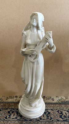 Jean Coulon (1853-1923) Woman Playing Mandolin
. Signed marble sculpture depicting a woman 