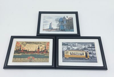 Three Decorative Rectangular Frames
. Rectangular-shaped statues with black frames featuring 