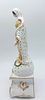 Sculpture in Porcelain. Representing Saint Mary, gold decoration on a white background supported Image - 3