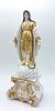 Sculpture in Porcelain. Representing Saint Mary, gold decoration on a white background supported Image - 4