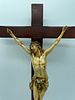 Crucifix with wooden base and cross and a polychrome painted ivory figure of Jesus Christ. The Image - 1
