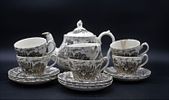 Part of Porcelain Tea Service
. English, marked on the base, Myott Royal Mail, body with wavy Image - 1