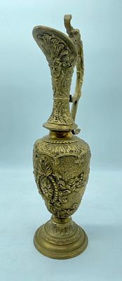 Bronze Vase. Baroque-style hand-chiselled bronze vase decorated in high and low relief with 