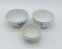 Three Earthenware Bowls
. Conical shaped bodies supported on a round base, with polychrome Image - 1