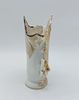 French Porcelain Altar Jar
. Molded and embossed, unmarked, scalloped edge and gold trim with Image - 1