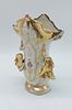 French Porcelain Altar Jar
. Molded and embossed, unmarked, scalloped edge and gold trim with Image - 3