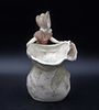 European porcelain flower pot
. Marked on the base, scalloped border with sculpture representing Image - 1