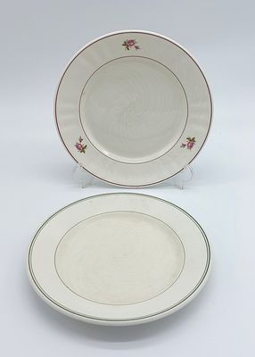 Two Portuguese Earthenware Plates
. Marked on the Sacav&eacute;m base, one with green fillet decoration 