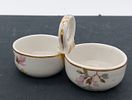 Spice Rack in Porcelain. Eight-shaped body with central handle in porcelain with gold-trimmed Image - 1