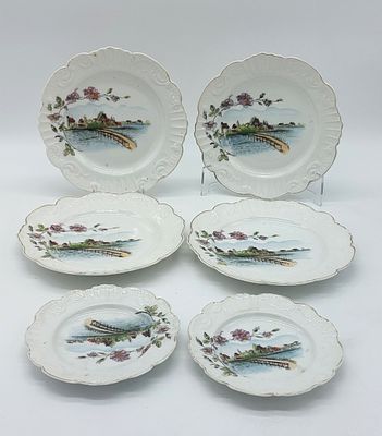 Six Portuguese Porcelain Plates
. Molded and embossed from the Vista Alegre factory, marked on 