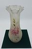 Dark Glass Vase
. Body with a bulging shape with polychrome floral decoration with wear. Image - 1