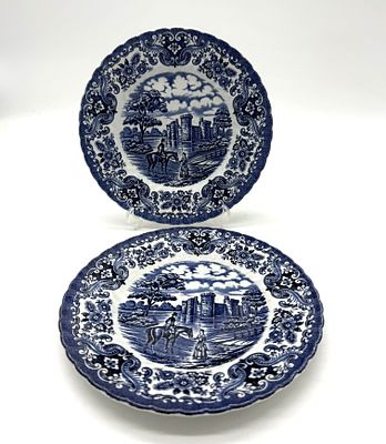 Pair of English Faience Plates
. Pair of English Ironstone porcelain plates featuring a 