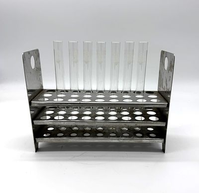 27-Tube Metal Test Tube Rack
. Silver-colored metal rack holding twenty-seven test tubes 
