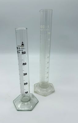 Two Laboratory Graduated Cylinders
. One graduated cylinder with a 100 ml capacity and another 