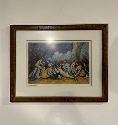 Framed Print. Print of ‘Les Grands Baigneuses’, an original by French artist Paul Cezanne. 
The 