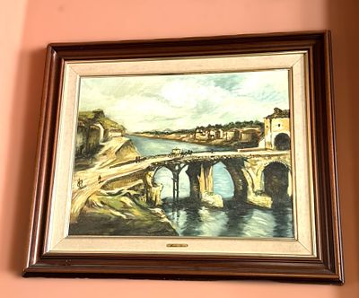 Landscape Painting by Marcelino Benta
. Framed oil on canvas signed by Marcelino Benta (born 