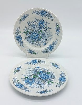 Two English Earthenware Dessert Plates
. Marked on the base, Blue Cluster, British Anchor 