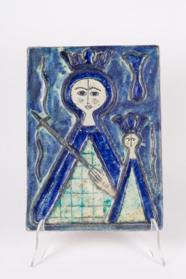 Formella in gres porcellanato e in ceramica di Vietri raff. 'MADONNA'. Misure : Lung. cm. 25,5 