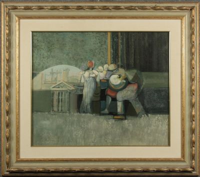 PICKING JOHN (Lancashire, 1939). Dipinto olio su tela intitolato 'A CLASSICAL CALVARY'. Firmato 