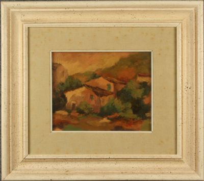 Dipinto olio su tela cartonata raff. 'PAESAGGIO'. Firmato ANNA GENARO in basso a destra. XX 