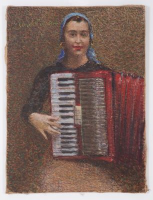 RAUL VIVIANI (Firenze, 1883 - Rapallo, 1965). Dipinto olio su tela raff. 'FIGURA FEMMINILE CON 