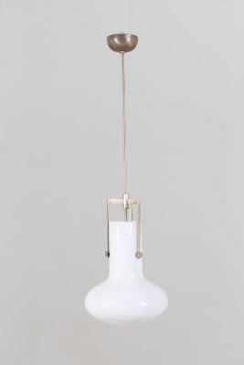 IGNAZIO GARDELLA (Milano, 1905 - Oleggio, 1999) per AZUCENA. Lampadario in metallo cromato e 