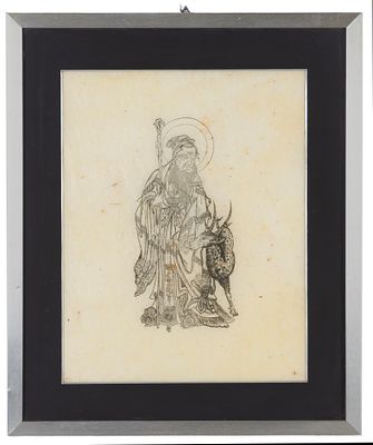 Incisione "SHOUXING". 43x34 cm ca. Incisione su carta di riso raffigurante "SHOUXING". Cina. XIX 