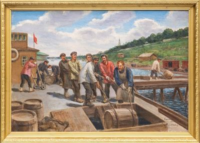 Милорадович Сергей Дмитриевич (1851-1943). 
Кинешма. Грузчики на Волге. 1930 г. Холст, масло 
