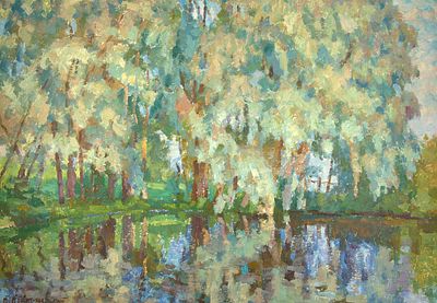 Покаржевский Петр Дмитриевич (1889-1968). 
Деревья у пруда. Конец 1950 – 1960 гг. Картон 