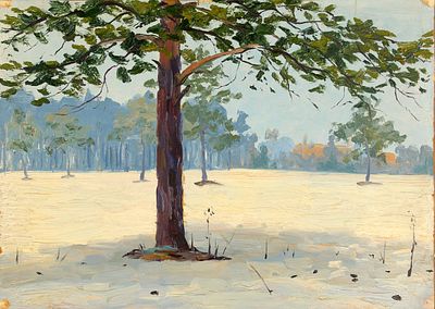 Глебов Федор Петрович (1914-1980). 
Ранний снег. 1959 г. Бумага на оргалите, масло, 31&times;43 см.
